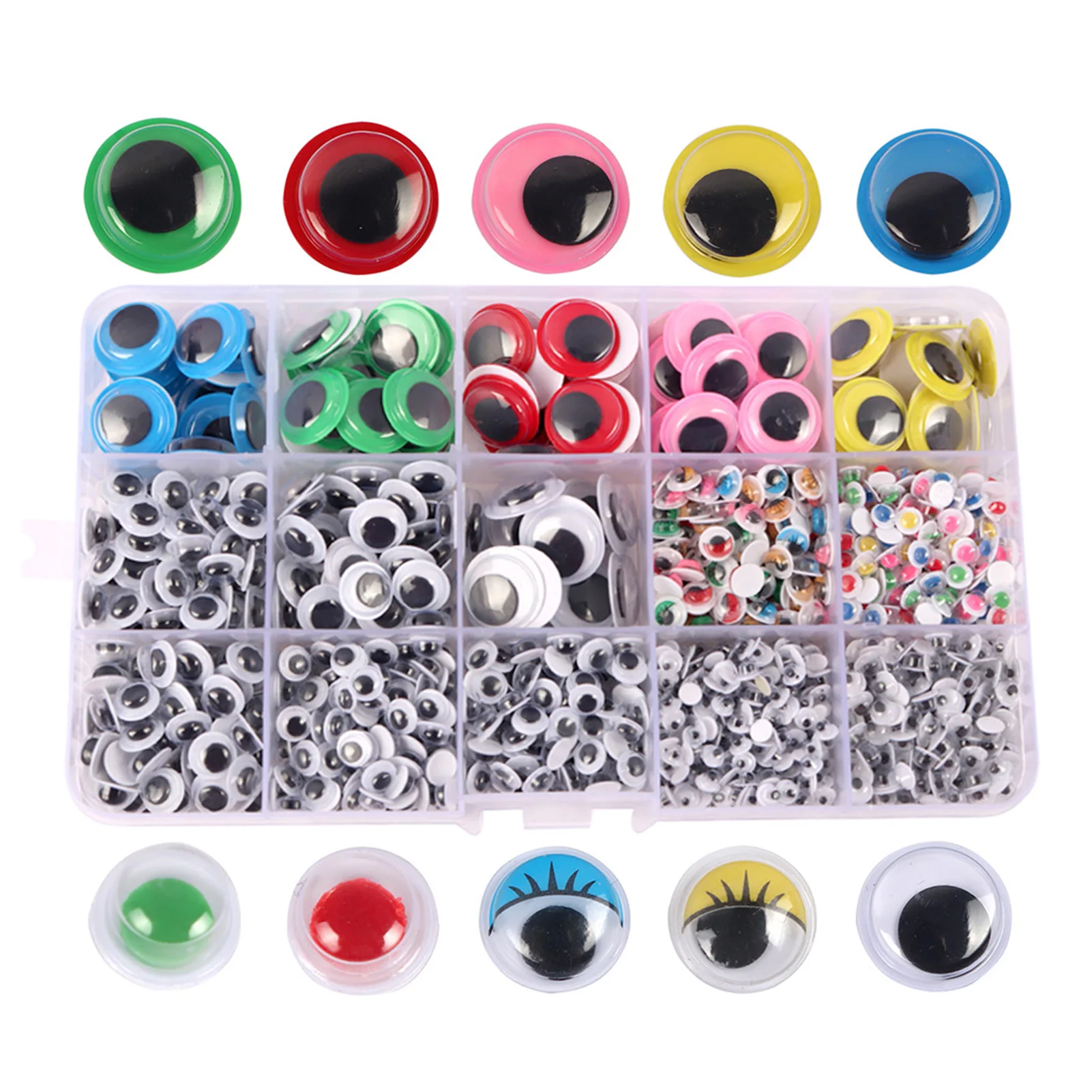 

Colorful Self Adhesive Googly Wiggle Eyes 1500pcs Wiggle Eyes With Self-adhesive Toy Accessories For DIY Scrapbooking Crafts