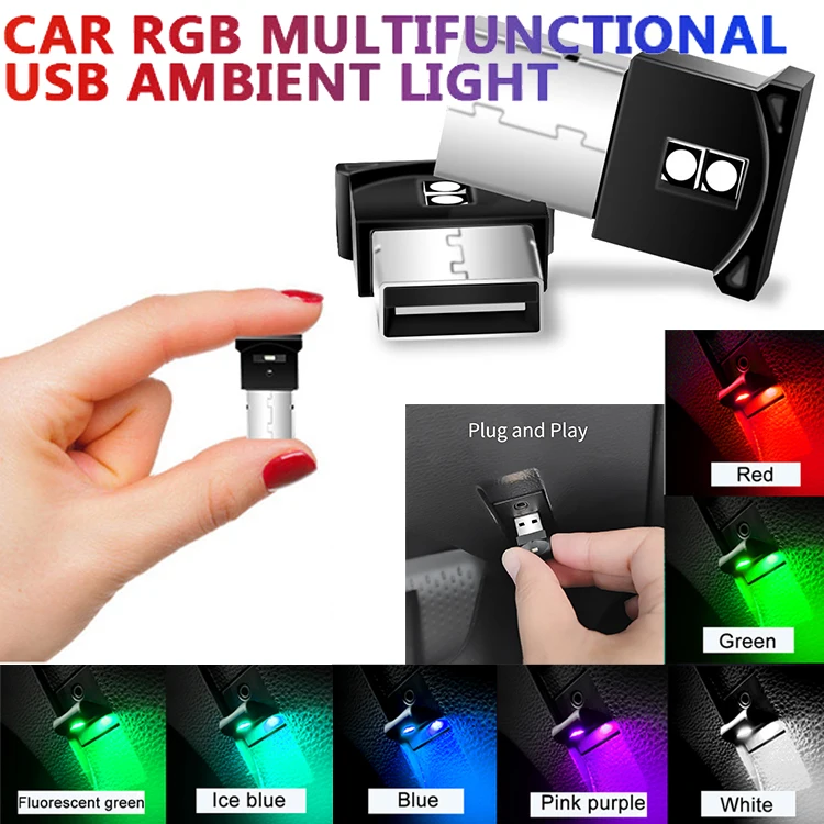 

1/2 шт., автомобисветильник RGB-светодисветильник с мини-USB