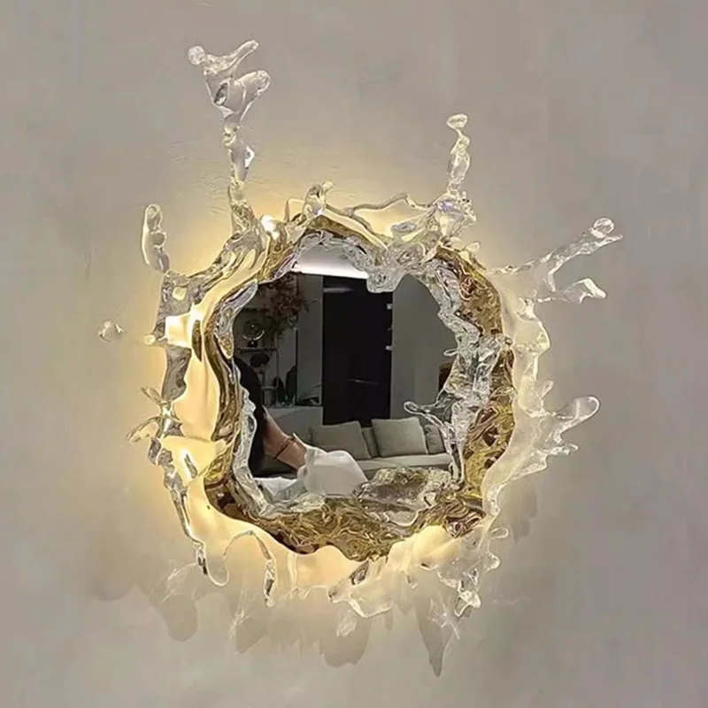 

Bathroom Wall Decor Mirror Night Light Girls Nordic Hanging Modern Dressing Mirror Creative Memphis Lamp Espejos Household Goods