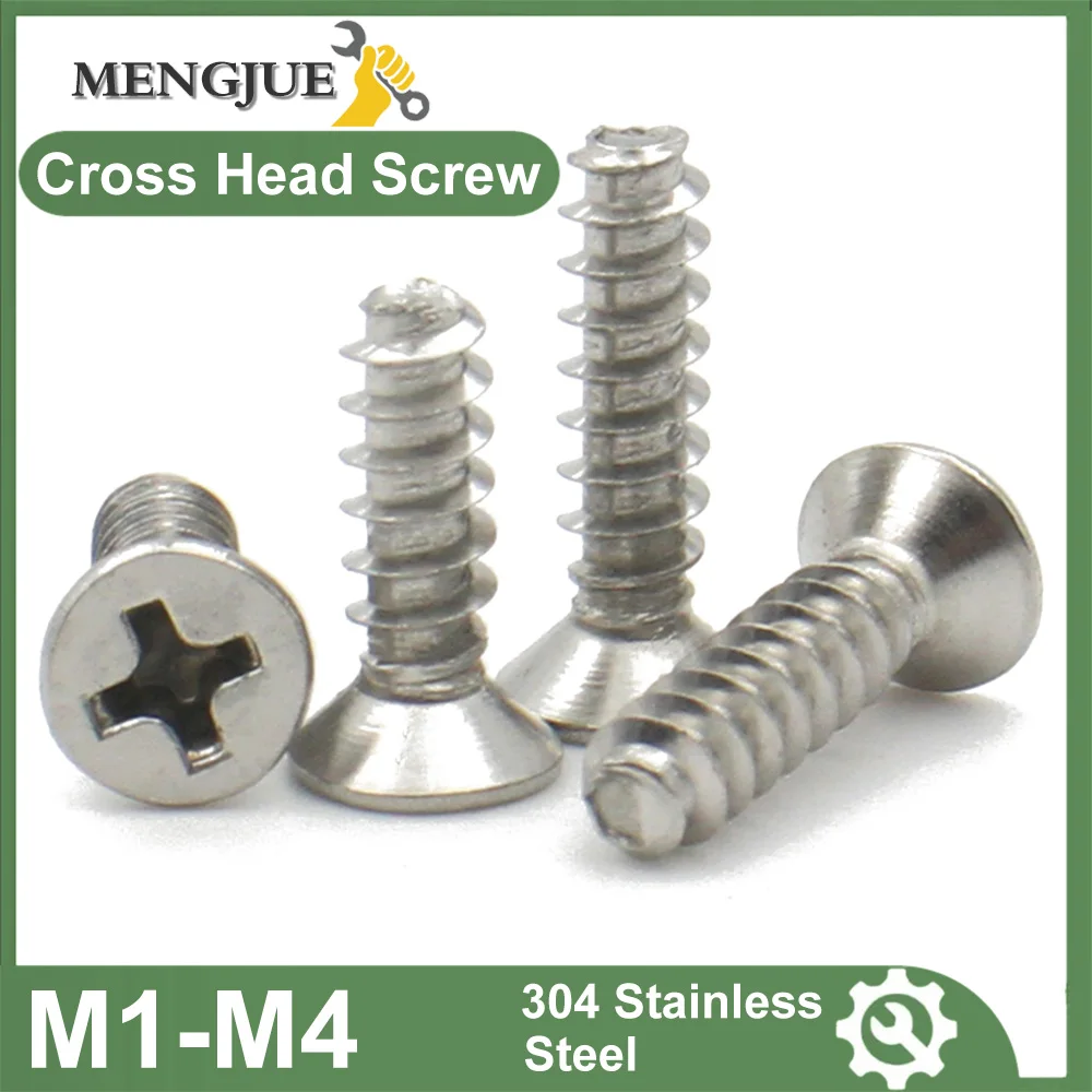 

50-500 шт. Нержавеющая сталь 304 M1 M1.2 M1.4 M1.7 M2 M2.2 M2.5 M3 M4 Саморез с потайной головкой и плоским хвостом