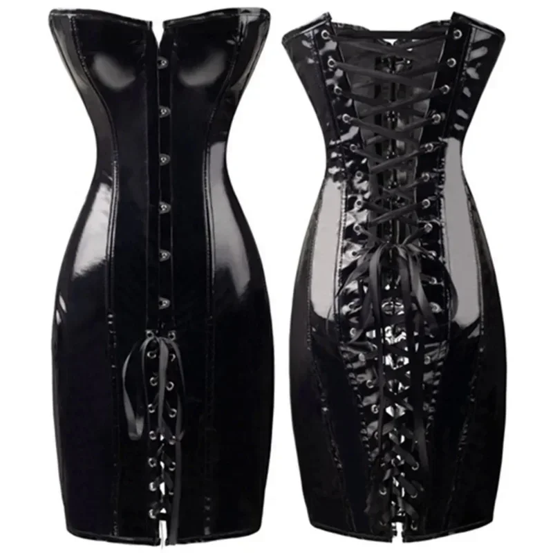 Glanzend Lang Gothic Picante женское платье для ночного клуба с открытыми плечами PVCH