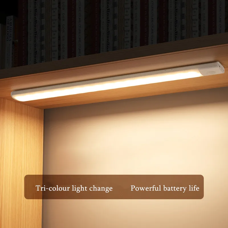 

USB Rechargeable Induction Lamps Wireless Ultra-thin Night Lights Motion Sensor Tricolor Dimming LED Light Under Cabinet Lights