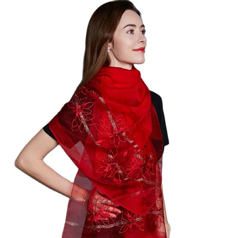 

190*75cm Luxury Silk Scarf Women Long Gradient Color Beach Shawl And Wraps Foulard Femme Scarves For Ladies Female Pashmina Gift