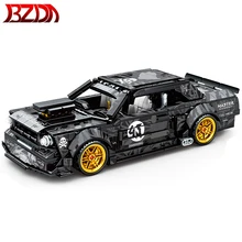 BZDA Sports Ford Mustang Technical Cars Speed Champion Pull Back Car Model MOC Building Blocks Toys For Kids Christmas Gifts