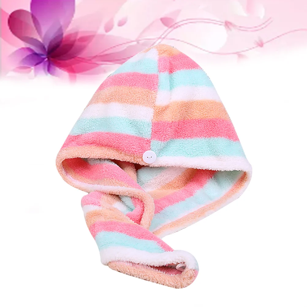 

2pcs Striped Shower Cap Multicolor Comfortable Microfiber Absorbent Quick Dry Bath Cap Accessories