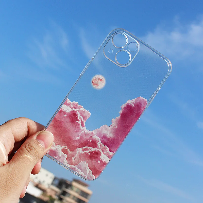 

Cloud Moon Clear Phone Case for IPhone 11 12 13 Pro Max Mini Cover for IPhone X XR XS MAX 7 8 6S Plus SE 2020 Soft TPU Back Capa