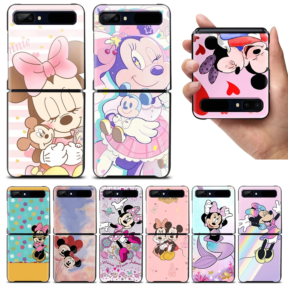 

Minnie Disney Cute Shockproof Cover for Samsung Galaxy Z Flip 4 3 5G Hard Black Phone Case Segmented Protect Cover