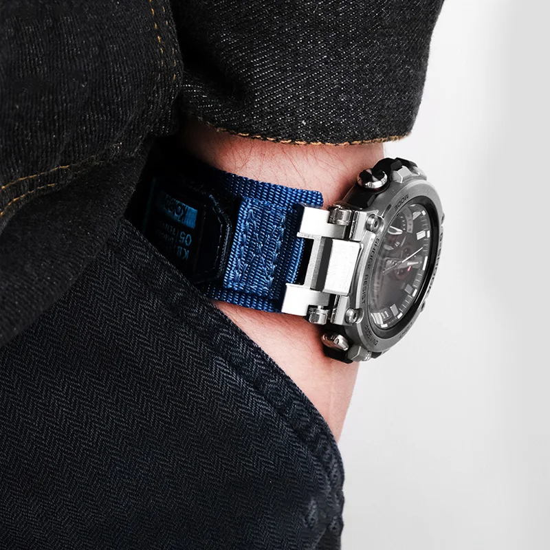 Waterproof sports canvas watchband modification for Casio 5544 MTG-B1000 easy to stick nylon watch strap accessories men