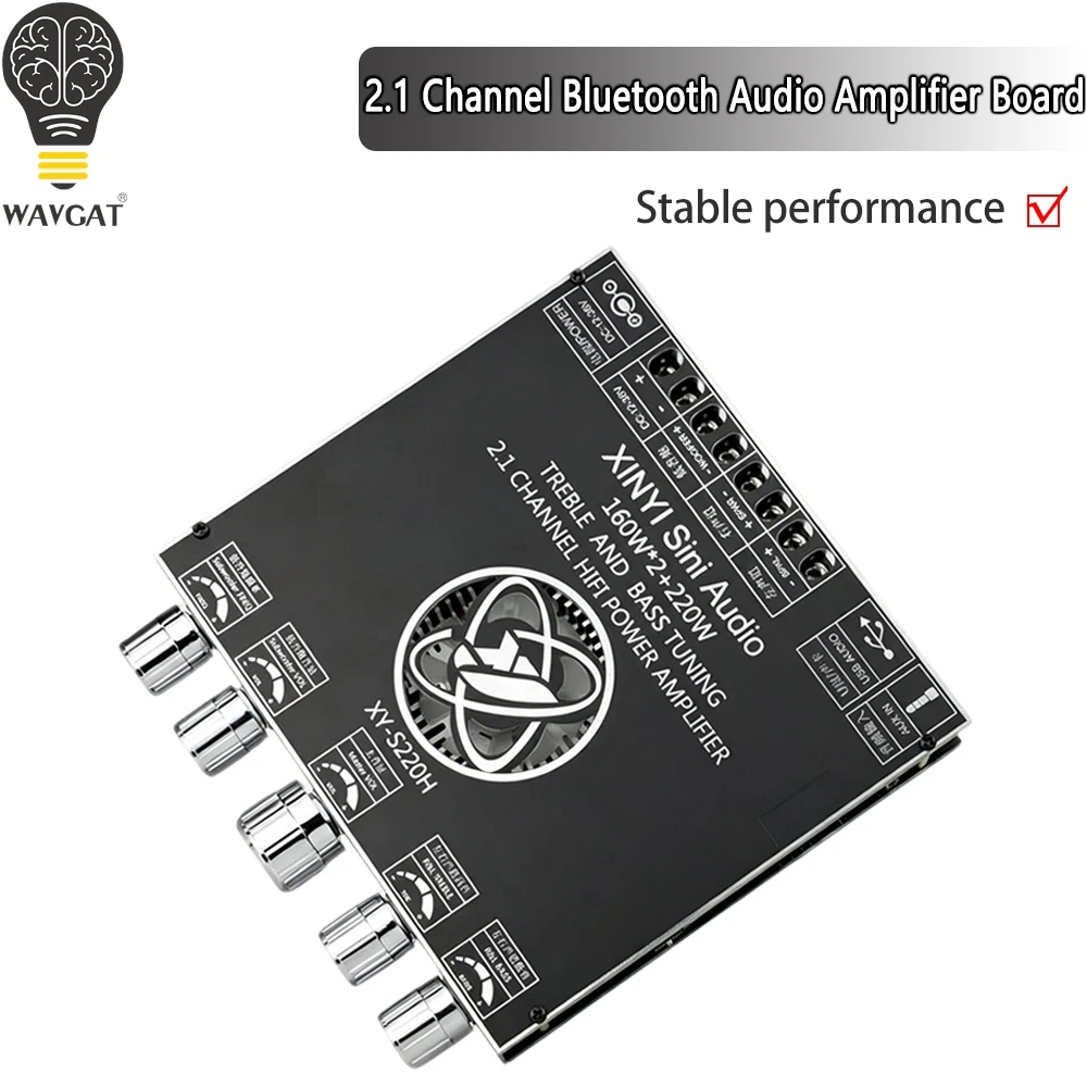 Фото XY‑S220H 2.1-канальный аудиоусилитель с Bluetooth 5.1, мощностью 160 Вт*2+220 Вт, чип TDA7498E, модуль усилителя для сабвуфера HIFI. №2