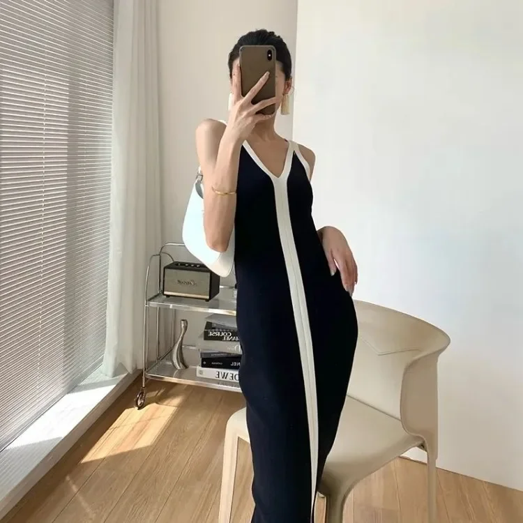 Элегантное винтажное платье-жилет с v-образным вырезом платье для женщин Y2k