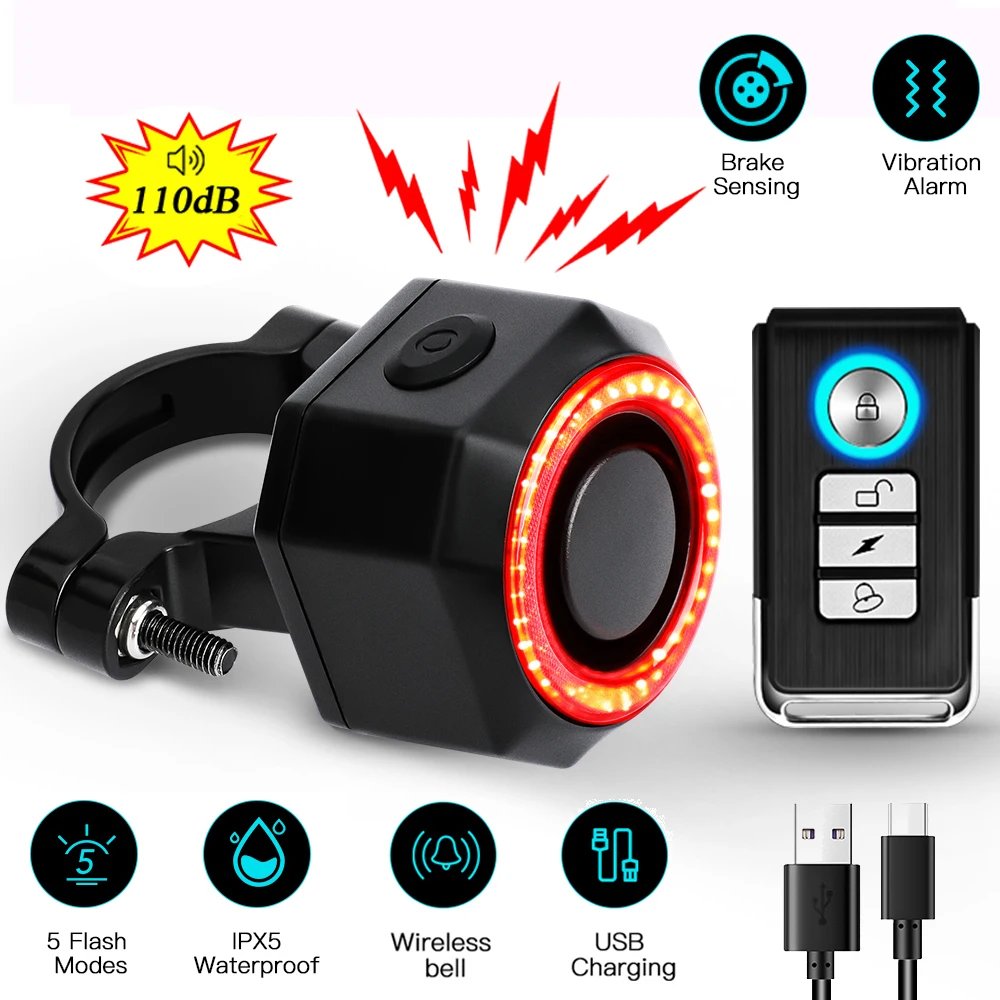 

Противоугонная сигнализация для велосипеда, задний фонарь с защитой от воды