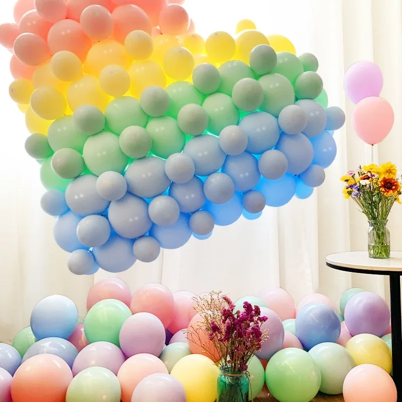 

100 шт. разноцветные шары макарон, украшение для дня рождения, Свадебный однотонный круглый шар, различные сцены, воздушные шары, композиции