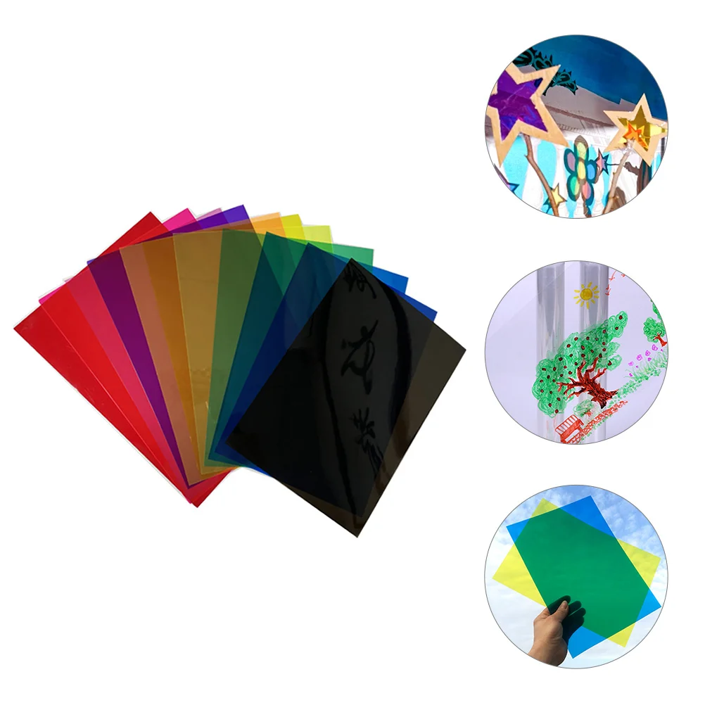 

9 Pcs Plastic Piece Color Filter Overlays Transparency Film Pvc Gels Photography