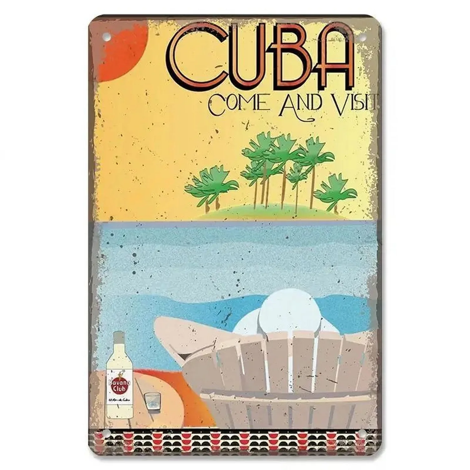 Винтажная Кубинская Гавана Металлическая Настенная Вывеска Художественная