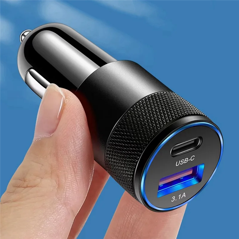 Фото ABFN-3.1A 15 Вт USB + PD Маленькое автомобильное зарядное устройство со стальной пушкой Автомобильное зарядное устройство из металлического сплава Автомобильное зарядное устройство TYPE-C №4