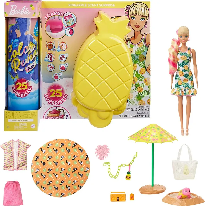 Reveal Foam Doll Pet Friend With 25 Surprises Outfits Hair Extensio Kid Sunny Pineapple-theme Kid Action Figure Toy