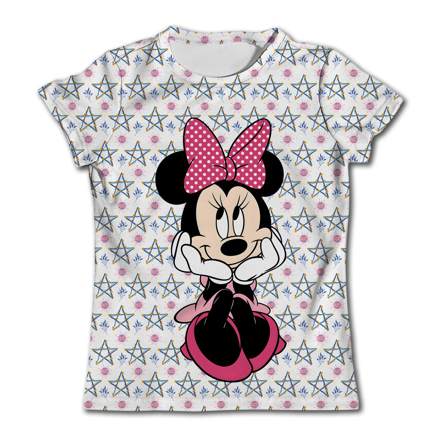 Летняя Повседневная футболка для девочек с рисунком Минни Маус и Дисней