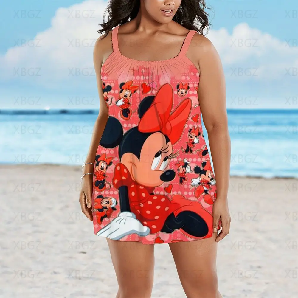 Plus Size Summer Outfits Chic and Elegant Woman Dress Minnie Mouse Dresses Women Sleeveless 2022 Disney Boho Sexy Beach Mickey
