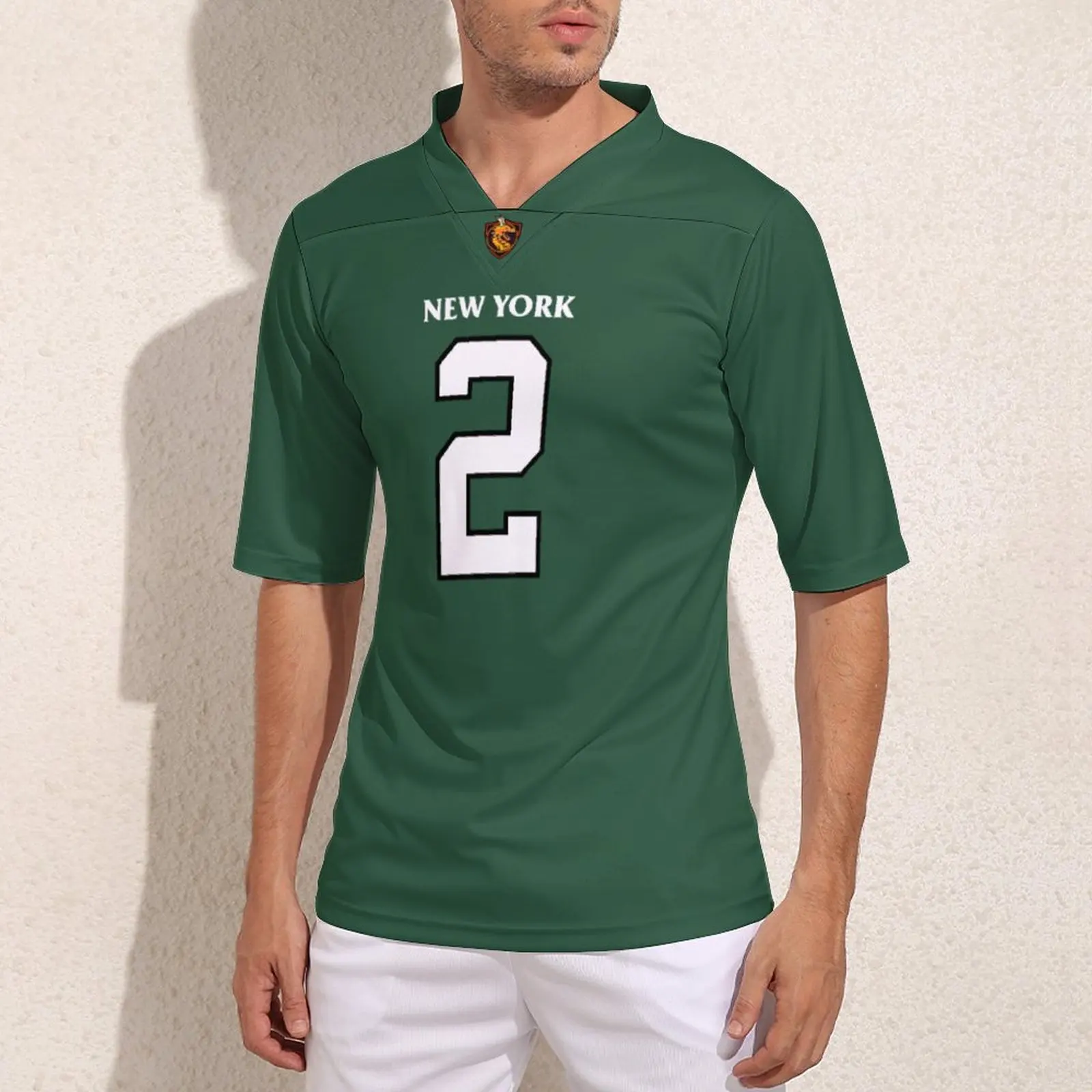 

Personalized New York No 2 Green Football Jerseys Stylish Teens Rugby Jersey Exercise Custom Made Football Shirts