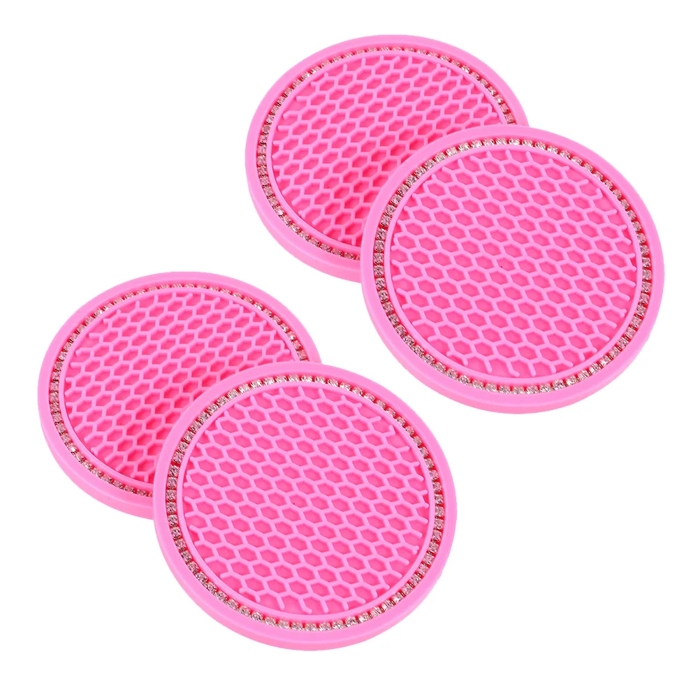 

Car Cup Coasters Holder Coaster Auto Mat Silicone Crystal Accessories Bling Interior For Anti Rhinestone Slip Drink Pad Women