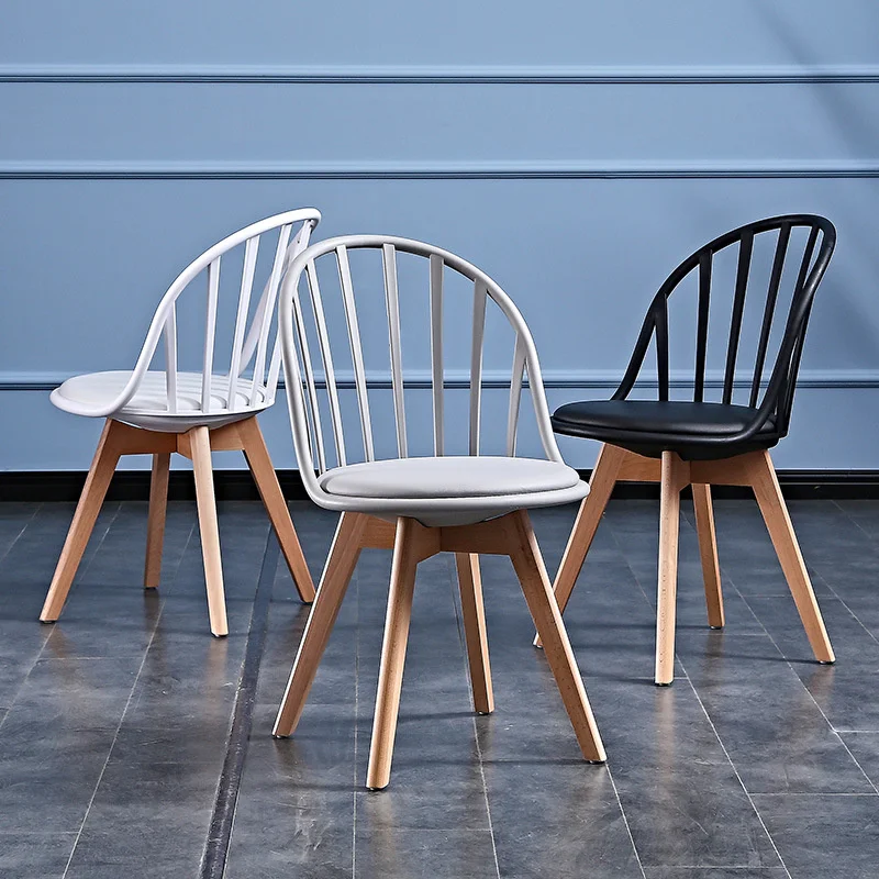 

Обеденные стулья из массива древесины в скандинавском стиле Виндзорский стул с открытой спинкой пластиковый стул креативный дизайнерский удобный простой стул для столовой