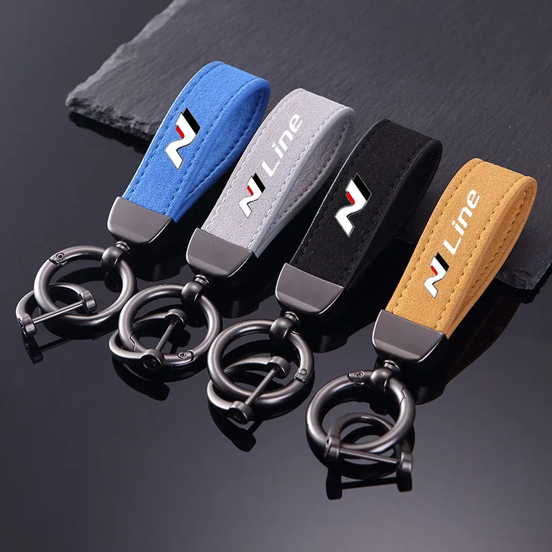 

Leather Keychain Car Styling Key Ring For Hyundai N Line I10 I20 I30 Tucson Sonata Elantra Veloster Kona Azera Nline Accessories