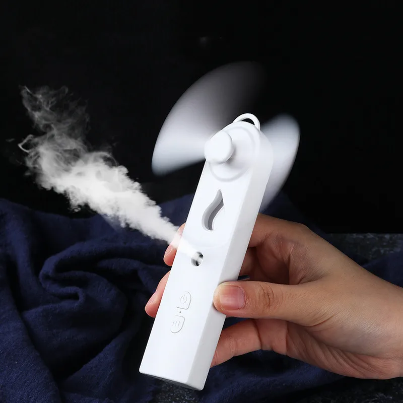 

2 IN 1 Portable Mini Fan Humidifier USB Rechargeable Handheld Fan Water Spray Mist Fan Face Steamer Air Conditioner for Outdoor