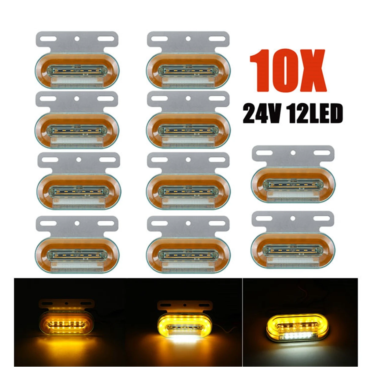 

10pcs 24V 12 LED Car Truck Side Marker Lights Car External Lights Signal Indicator Lamp Warning Tail Light 3 Modes Trailer Lorry