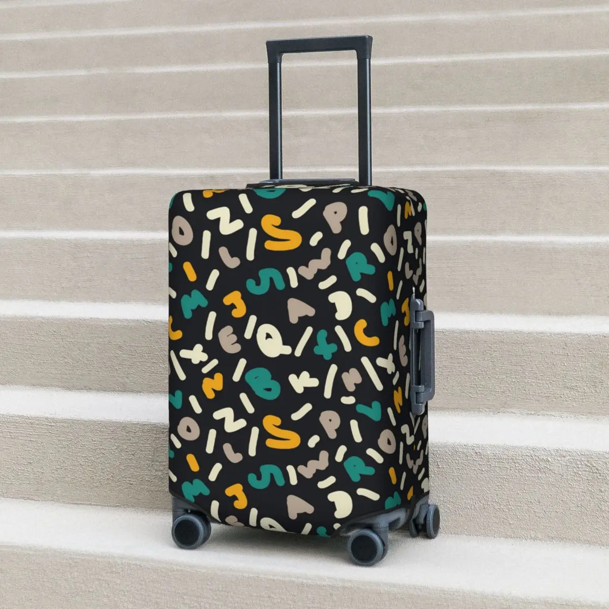 

Fun Letter Suitcase Cover Colorful Letters Print Flight Business Useful Luggage Case Protector