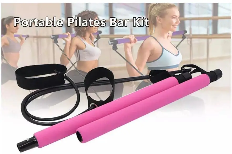 

Portable Pilates Bar Kit With Resistance Bands Full Body Workout At Home Gym With Yoga Bar And Pilates Band