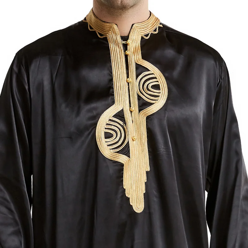 Muslim Men Jubba Thobe Islamic Clothing Stand Collar Kimono Long Robe Saudi Musulman Wear Abaya Caftan Jubah Dubai Arab Dressing