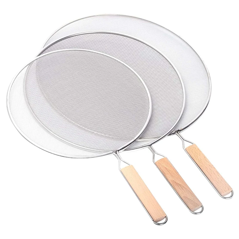 

3 Pieces Grease Splatter Screen For Frying Pan, Splatter Guard Mesh Stainless Steel Grease Guard Shield For Kitchen