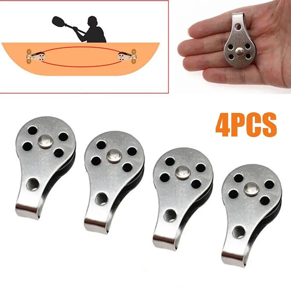 

4Pcs Durable Corrosion-resistant Sailing Kayak Stainless Steel Fixed Pulley Block Marine Nylon Sheave Rigging Accessories