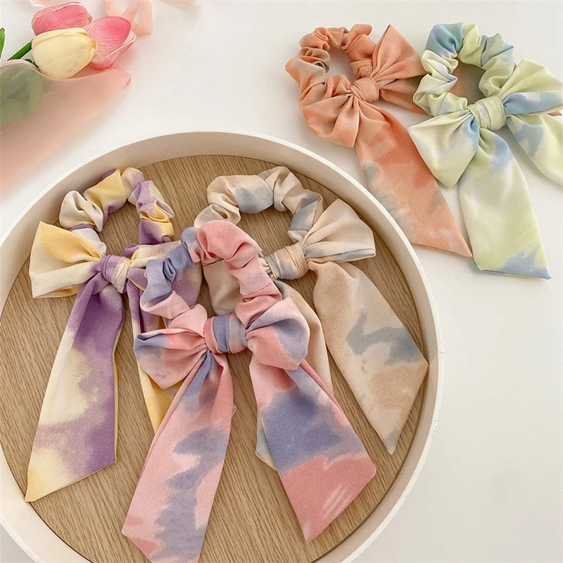 

Girls Cute Bowknot Hairbands Korean Ribbons Scrunchies Hair Ties Elastic Rubber Bands Ponytail Holder Woman Hair Accessories