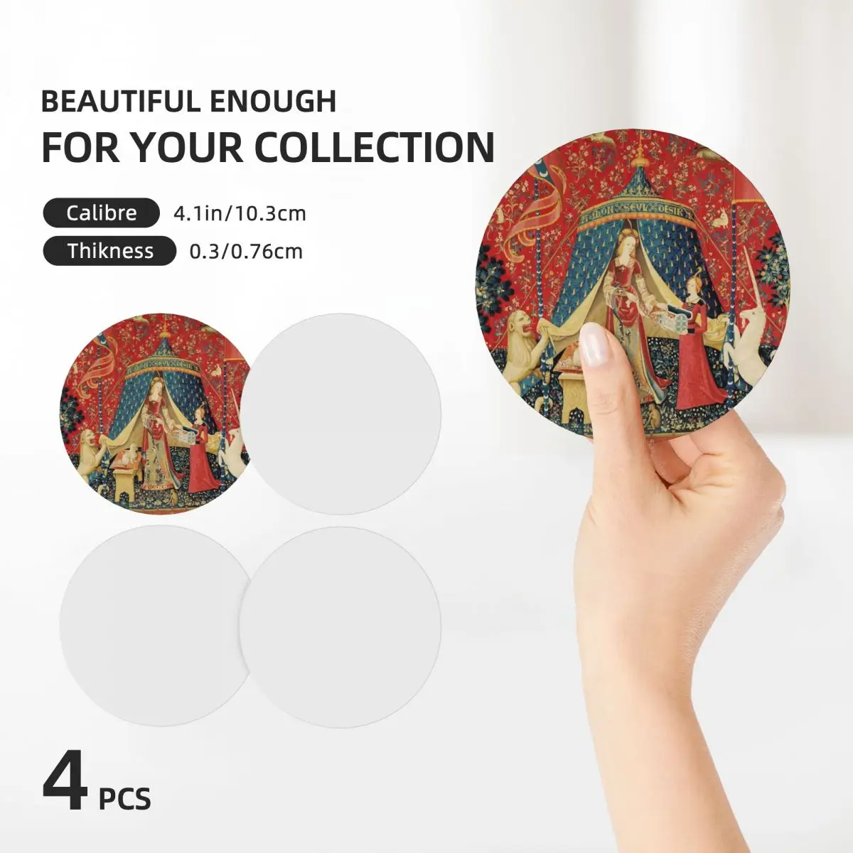 Леди и единорог DESIRE Лев фантазийные цветы животные красный зеленый цветочный