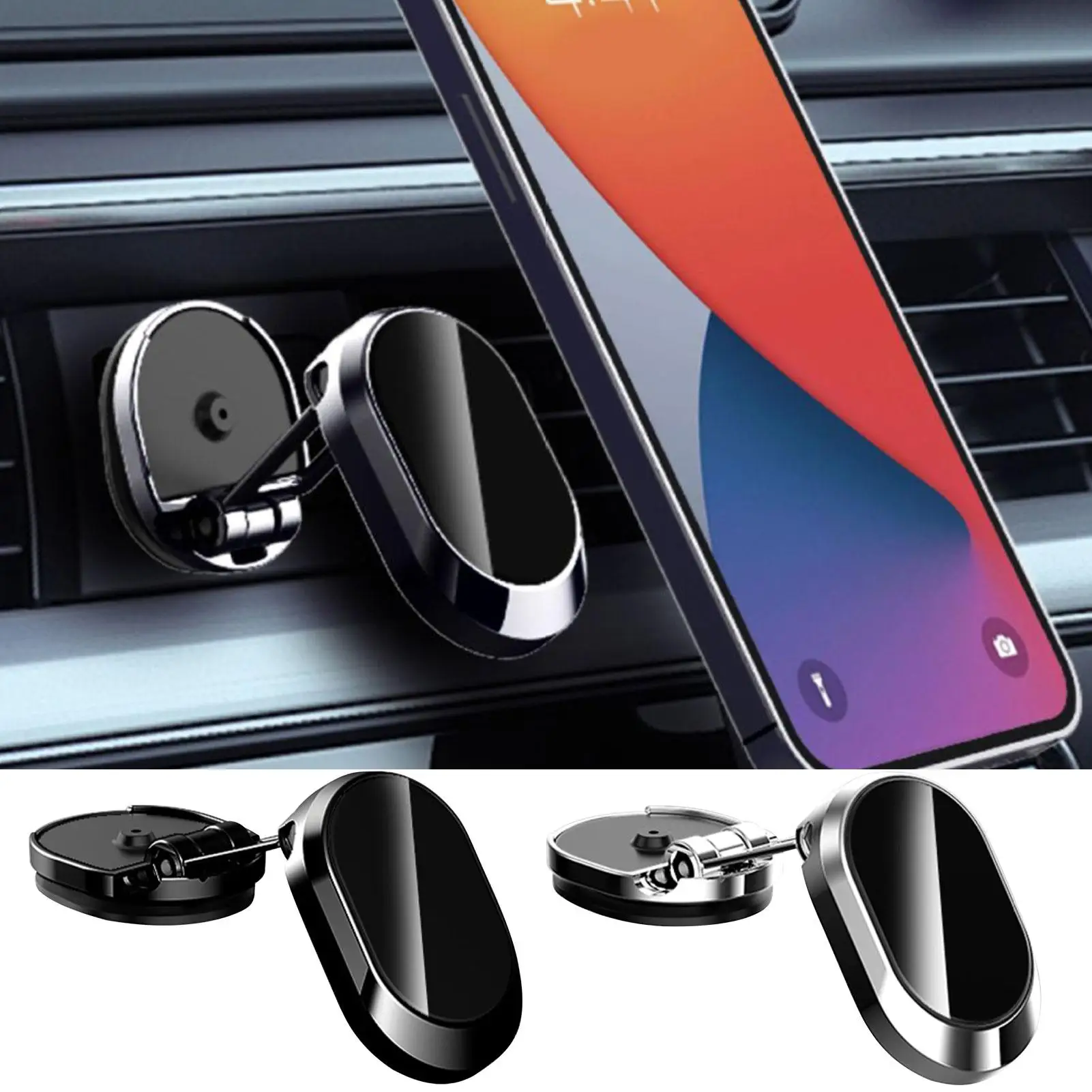 

Metal Magnetic Car Mobile Phone Holder Folding Magnet Cell Phone Stand in Car GPS Support For iPhone Xiaomi 360° Rotatable Mount