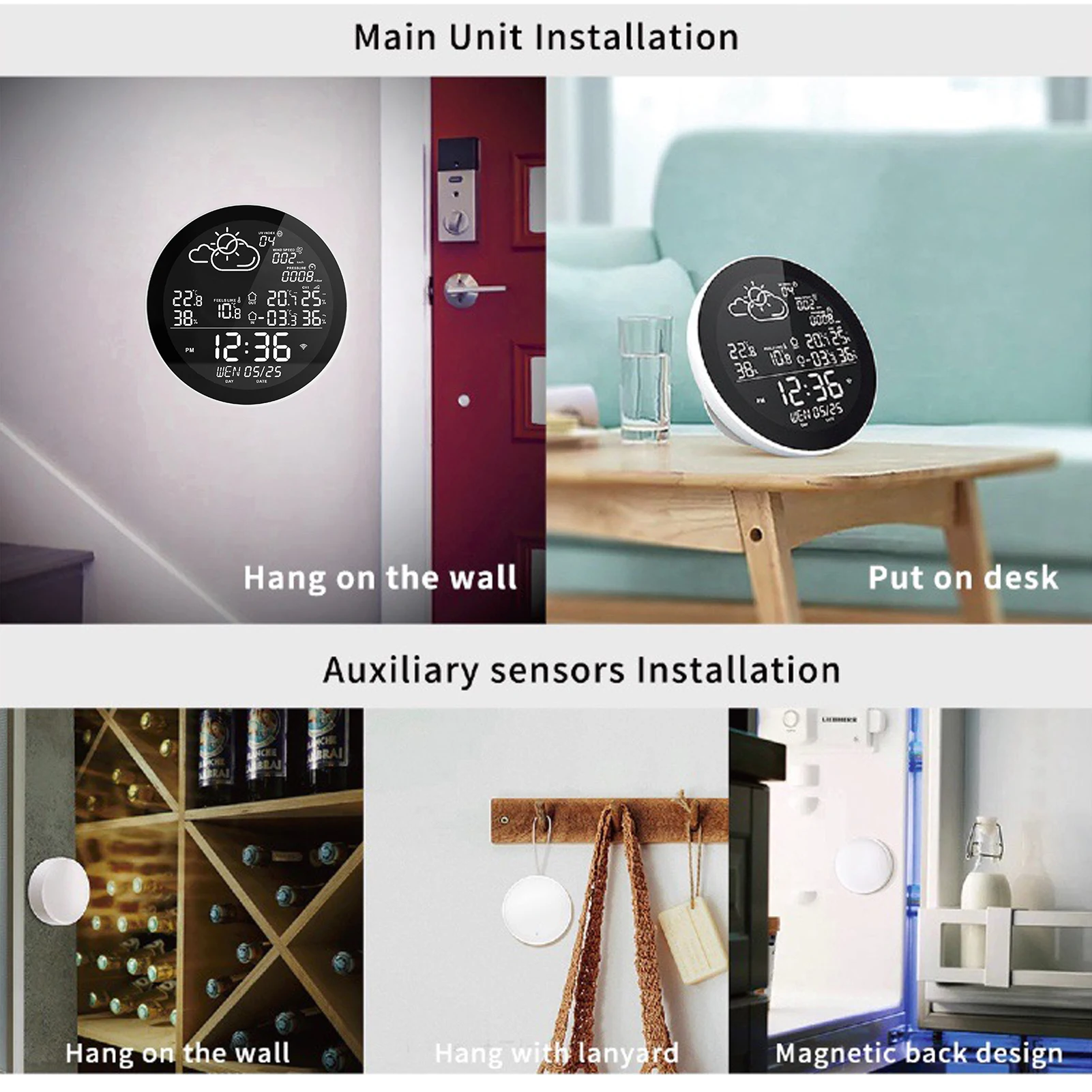 Умная Метеостанция tuya с Wi-Fi и часами измеритель температуры влажности погодные