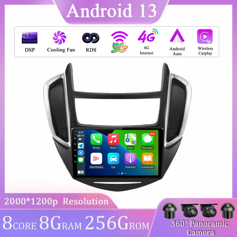 

Автомагнитола для Chevrolet Tracker 3 2013 - 2017 Carplay, автомобильное радио, мультимедийный видеоплеер, GPS-навигация, DSP, BT, Wi-Fi, QLED, Android 13