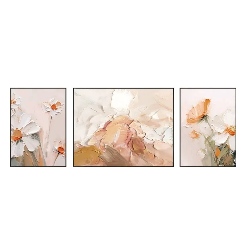 Абстрактный холст чистая ручная роспись маслом цветочный триптих