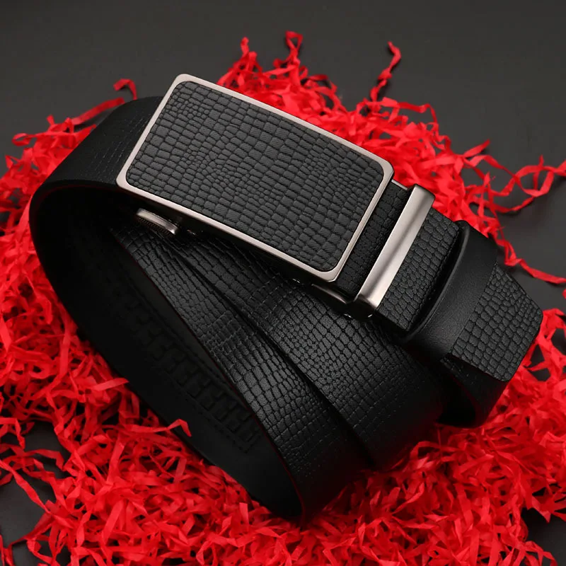 Men'S Business&Leisure Automatic Buckle Belts Cut From The Whole First Layer Of Cowhide Are Suitable For Young And Middle-Aged