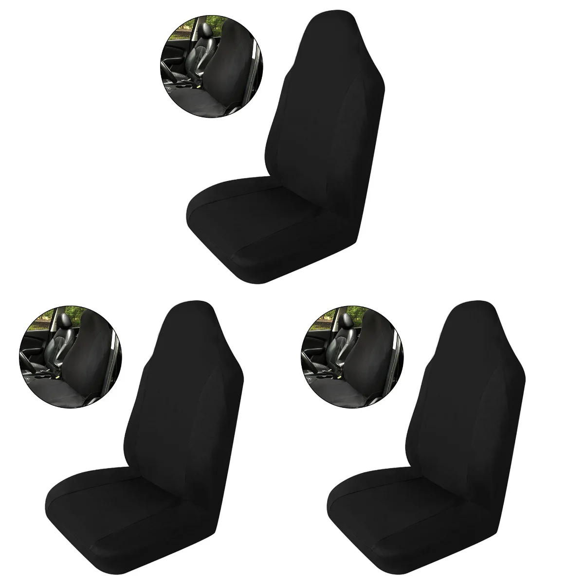 

3pcs Universal Auto Car Seat Covers Anti Front Seat Covers Protector (Black)