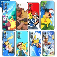 pokemon cartoon pikachu for xiaomi redmi k50 k40 gaming k30 k20 pro 5g 10x 9t 9c 9a tpu soft black phone case fundas coque capa