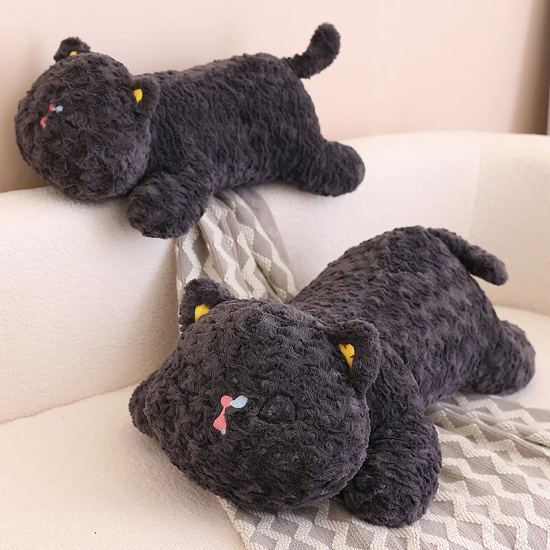 

Игрушка плюшевая Лежащая черная кошка, 50/70 см