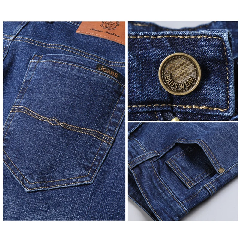 2023 Men Jeans Slim Fit Straight Sleeve Men's Pants High Waist Stretch Business Trousers Casual Wrinkle Resistant Men Trousers