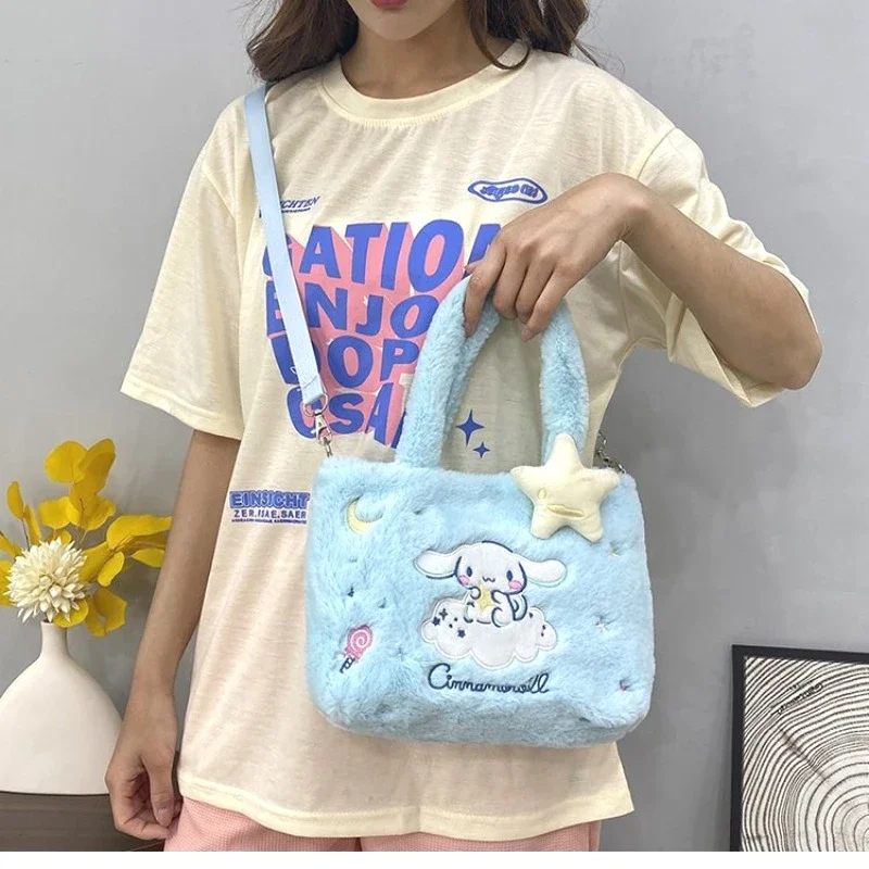 

Sanrio Hello Kitty Plush Bag Kawaii Kuromi My Melody Cute Cartoon Anime Handbag Cinnamoroll Storage Tote Bags Women Girl Gifts