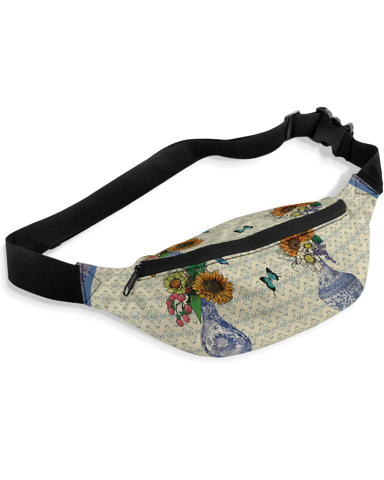 Сине-белая фарфоровая поясная сумка для мужчин и женщин в стиле ретро с бабочками