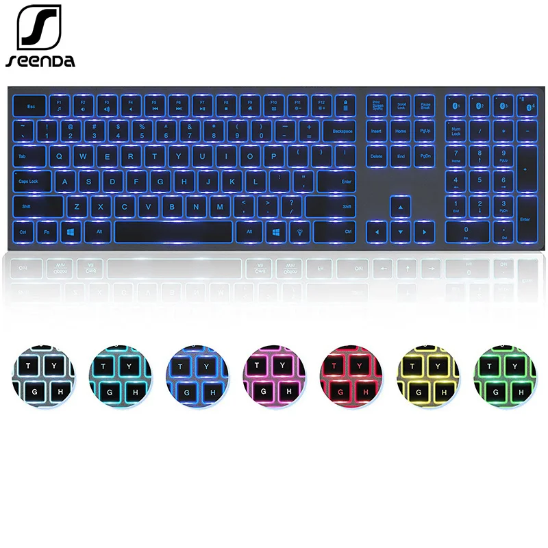 

SeenDa Backlit Bluetooth Keyboard Illuminated Multi-Device Slim Rechargeable Wireless Keyboard Compatible with iPad iPhone MacOS