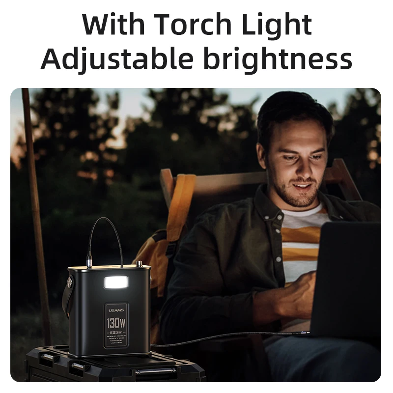 USAMS Power Station 130W Solar Generator 80000mAh Portable Power Bank For Home Emergency Lighting Car Laptops Travel Fishing