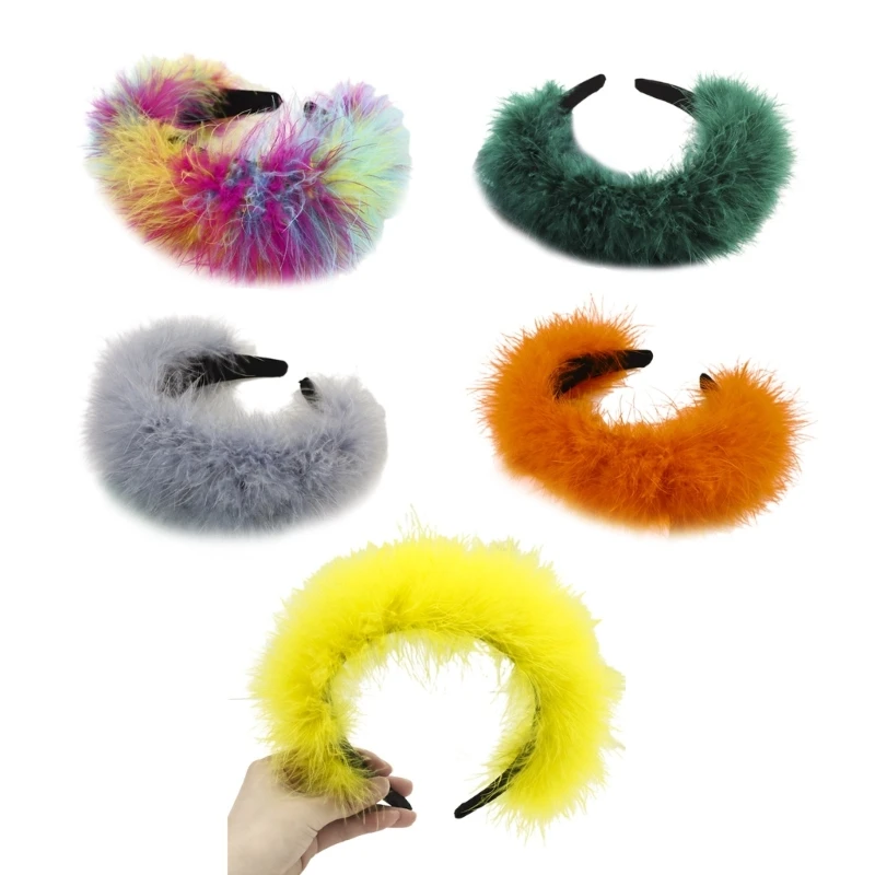 

Ободок для волос с разноцветными перьями и широкими полями для девочек