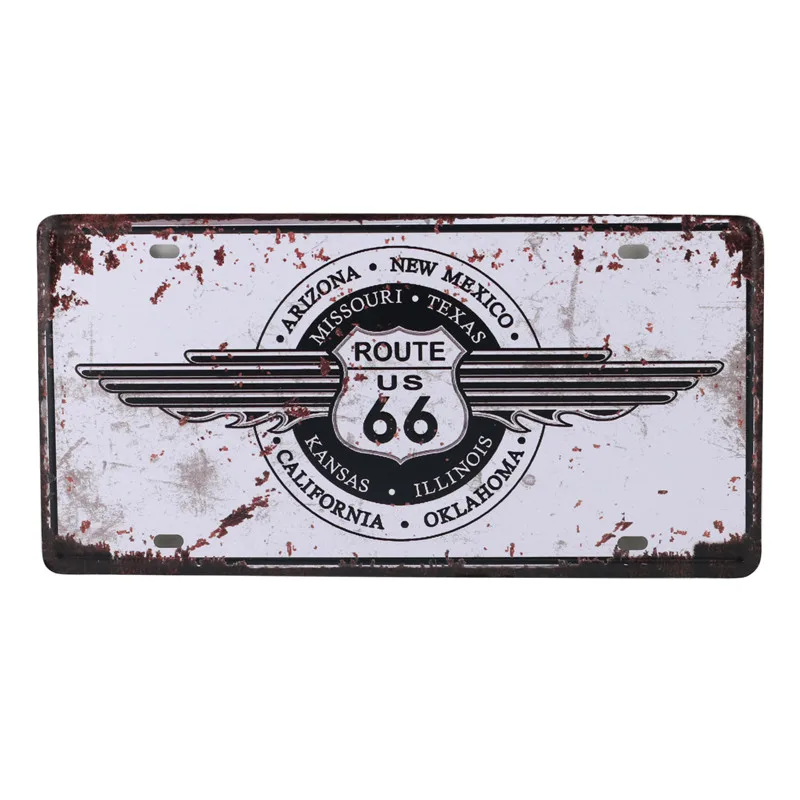 

Bar Club Wall Garage USA Vintage Metal Tin Signs Route 66 Car Number License Plate Plaque Poster Home Decoration 15X30cm-2